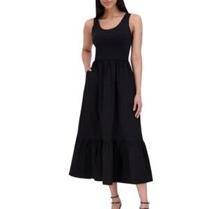 NEW Steve Madden Womens XL Black Sleeveless Maxi Dress Cotton Blend